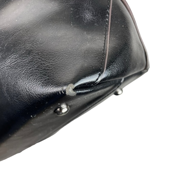 Kattee | Black Faux Leather Double Handle Tote Bag - Picture 5 of 10